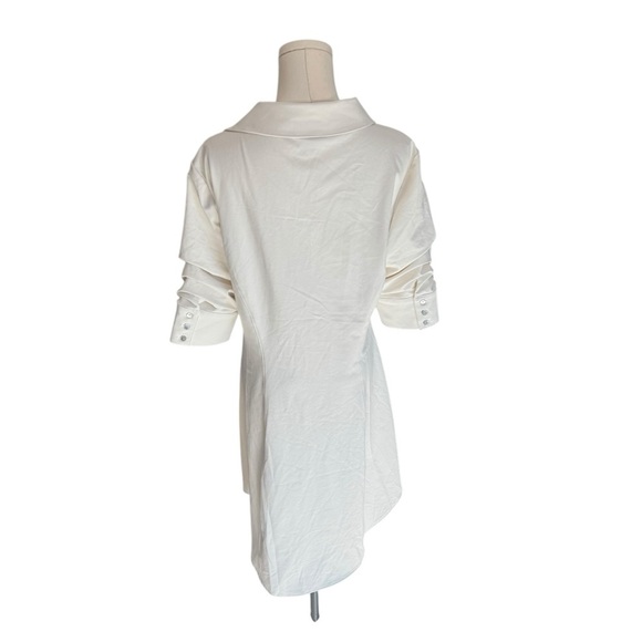 Cinq à Sept - Mini Elina Elegant White Ruched Shirt Dress Sz 14 - Picture 6 of 10